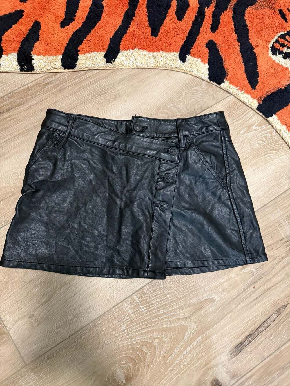 We The Free Wynne Black Faux Leather Mini Skirt